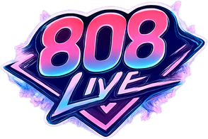 808 live নীল-বেগুনি লোগো
